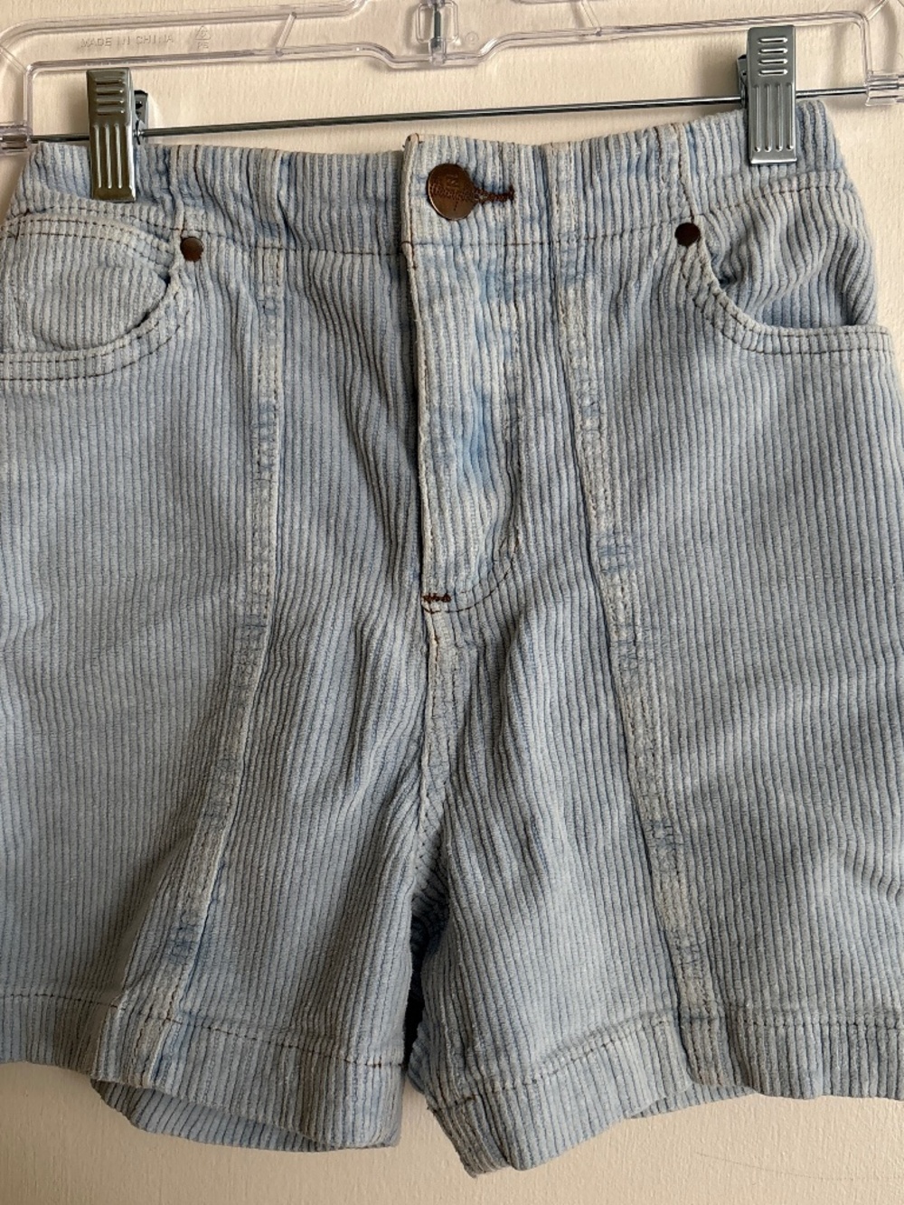 Wrangler x Billabong Corduroy high waisted baby blue shorts 25